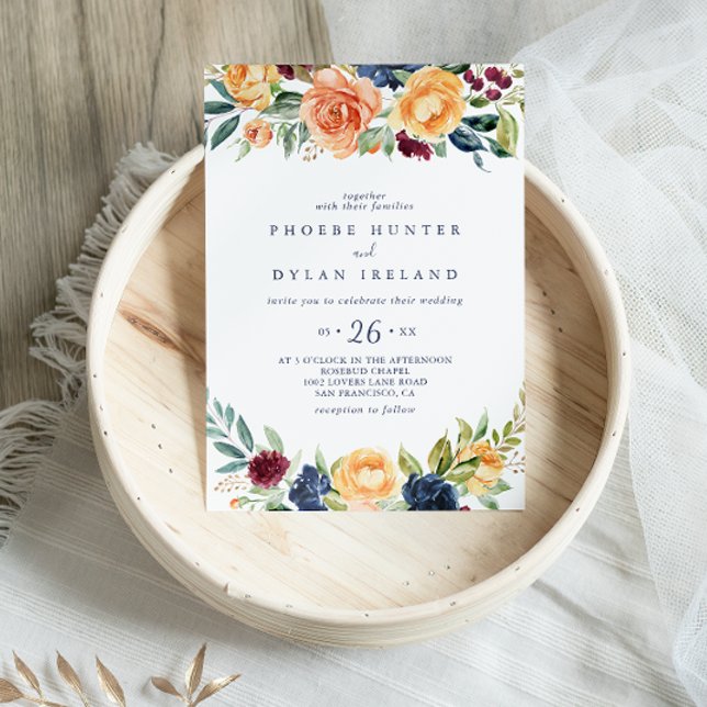 Multicolor Elegant Floral Casual Wedding  Invitation (Creator Uploaded)
