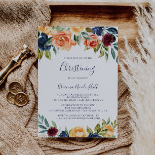Multicolor Elegant Floral Christening Invitation