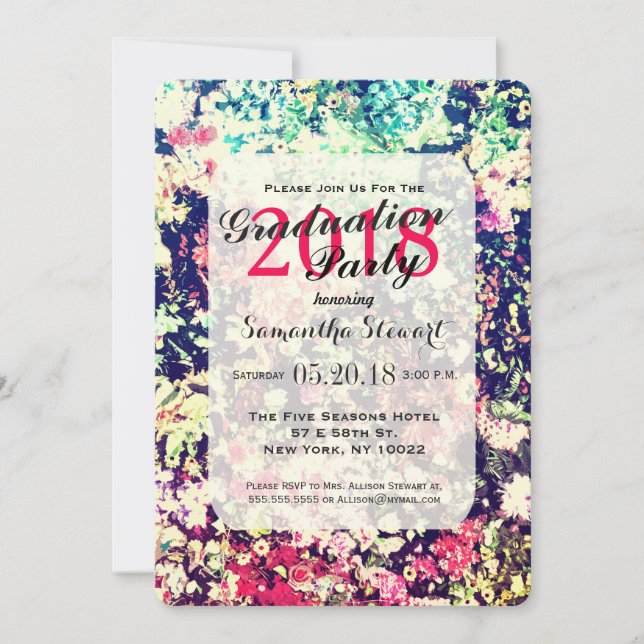 Multicolor Elegant Floral Collage Pattern Invitation (Front)
