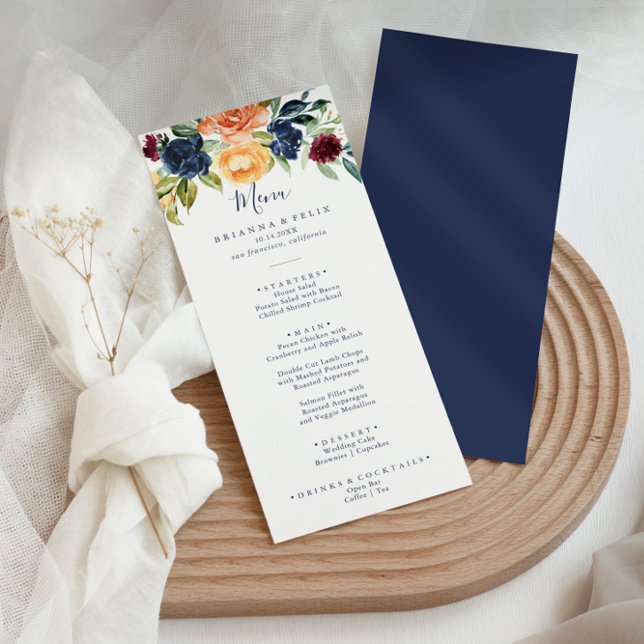 Multicolor Elegant Floral Dinner Menu (Creator Uploaded)