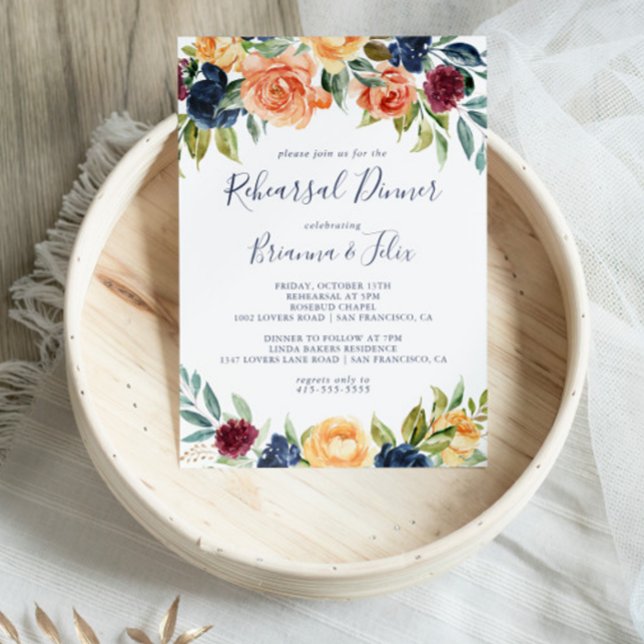 Multicolor Elegant Floral Rehearsal Dinner  Invitation (Creator Uploaded)