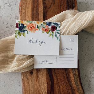 Multicolor Elegant Floral Thank You Postcard