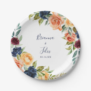 Multicolor Elegant Floral Wedding Paper Plate