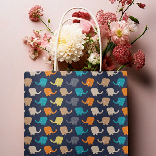 Multicolor Elephant Cartoon  Large Gift Bag