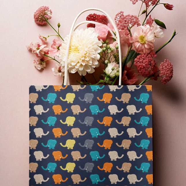 Multicolor Elephant Cartoon  Large Gift Bag (gift bag, birthday surprise gift bag, teddy bear gift bag, wine gift bag, travel bag, use and throw )