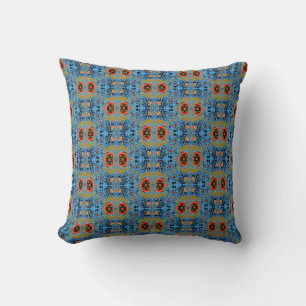 Multicolor Estonian folk art floral pattern Cushion