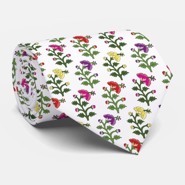Multicolor ethnic beautiful flower pattern tie (Rolled)