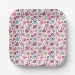 Multicolor ethnic pastel floral seamless paper plate