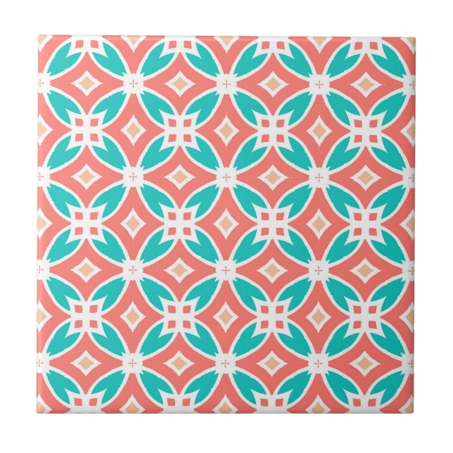 Multicolor Ethnic Pattern Ceramic Tile (Front)