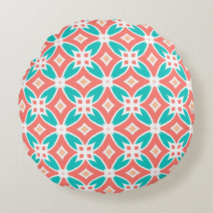 Multicolor Ethnic Pattern Round Cushion