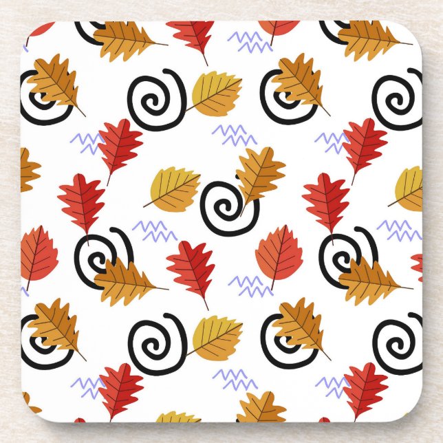 Multicolor Fall Geographic Leaves   Coaster (Front)