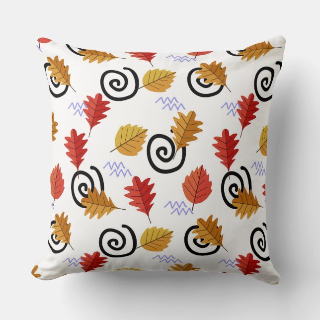 Multicolor Fall Geographic Leaves   Cushion (Front)