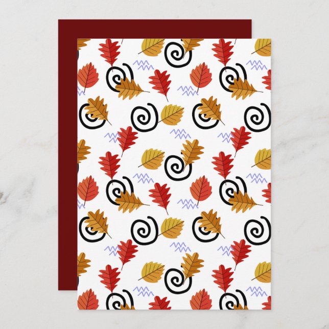 Multicolor Fall Geographic Leaves   Invitation (Front/Back)
