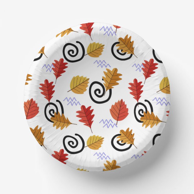 Multicolor Fall Geographic Leaves   Paper Plate (Front)