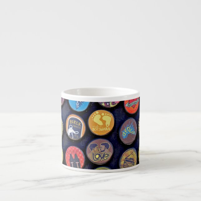 Multicolor Faux Bottle Cap Design Espresso Cup (Front)