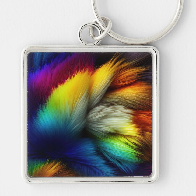 Multicolor Feathers Key Ring (Front)