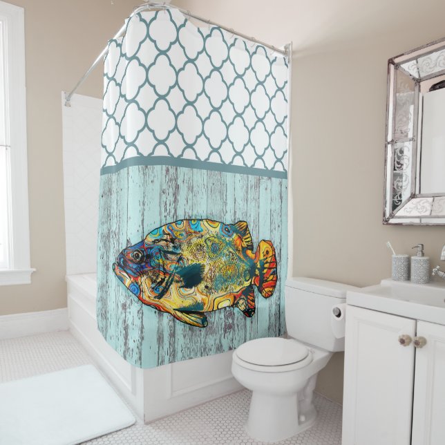 Multicolor Fish 2 Shower Curtain (In Situ)