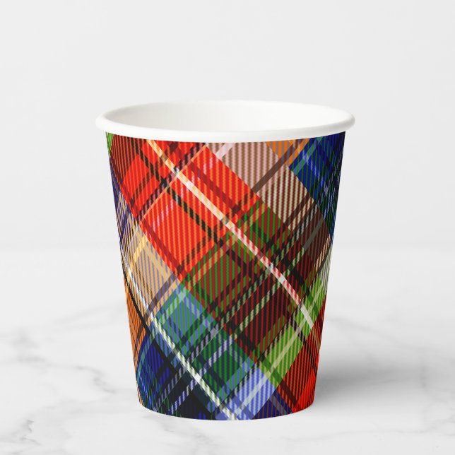 Multicolor Flannel Plaid Tartan Pattern  Paper Cups (Front)