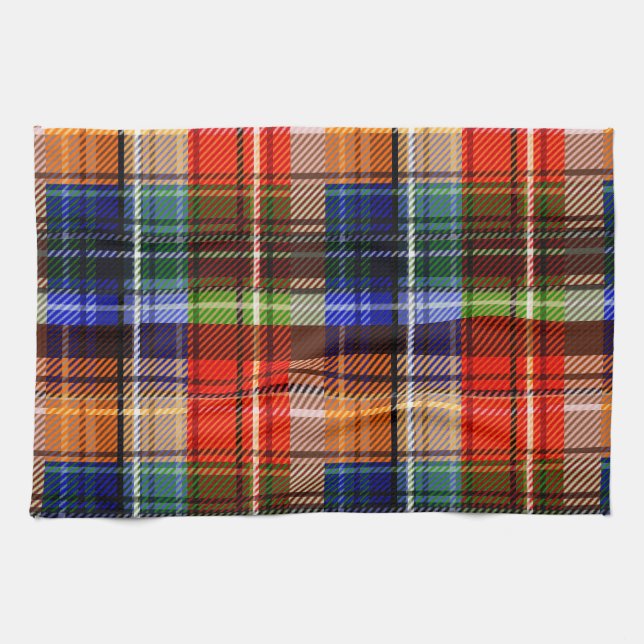 Multicolor Flannel Plaid Tartan Pattern  Tea Towel (Horizontal)