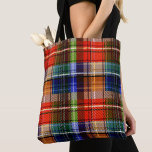 Multicolor Flannel Plaid Tartan Pattern Tote Bag