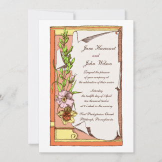 Multicolor Floral Banner Wedding Invitation