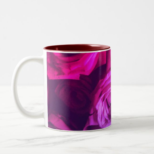 Multicolor floral design Two-Tone coffee mug (Left)
