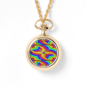 Multicolor floral design watch
