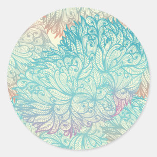Multicolor Floral Doodle Pattern Classic Round Sticker