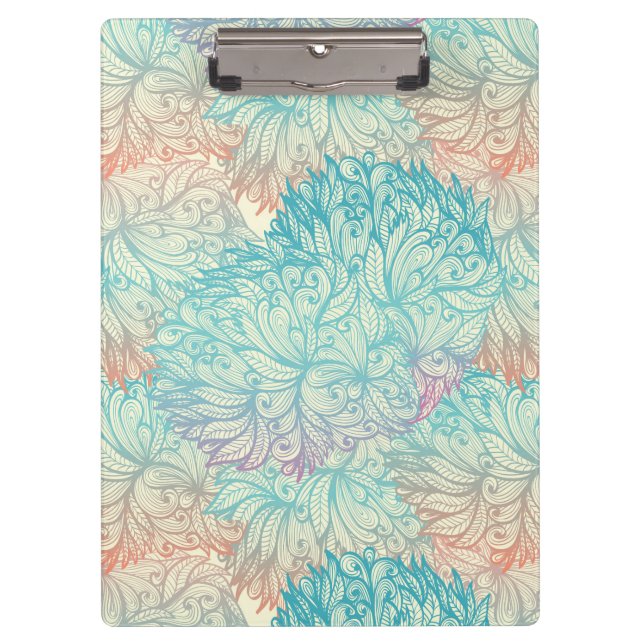 Multicolor Floral Doodle Pattern Clipboard (Front)