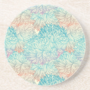 Multicolor Floral Doodle Pattern Coaster