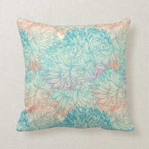 Multicolor Floral Doodle Pattern Cushion