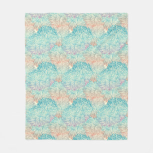 Multicolor Floral Doodle Pattern Fleece Blanket
