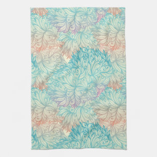 Multicolor Floral Doodle Pattern Tea Towel