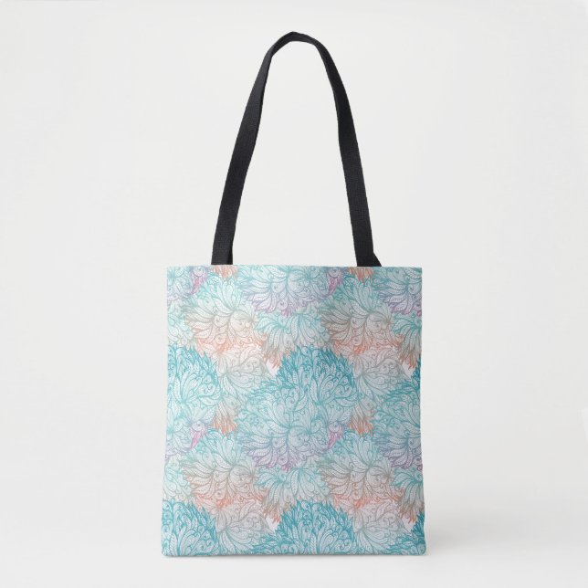 Multicolor Floral Doodle Pattern Tote Bag (Front)