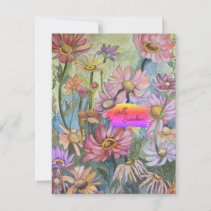 Multicolor Floral Flat Note Card