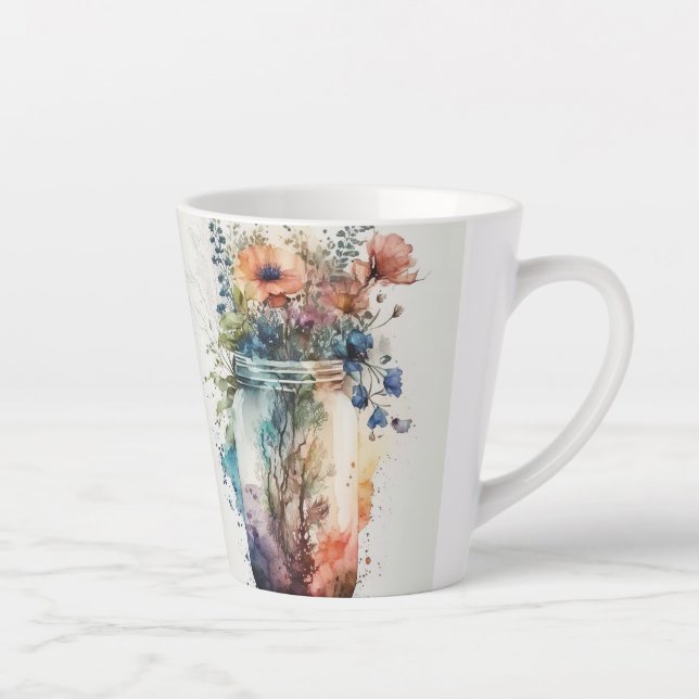 Multicolor Florals #6 Latte Mug (Right)