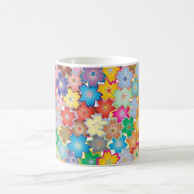 Multicolor Flower Pattern  Coffee Mug (Center)