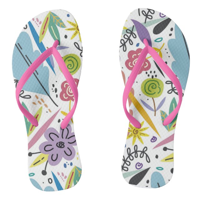 Multicolor Flowers Spring Background Thongs (Footbed)