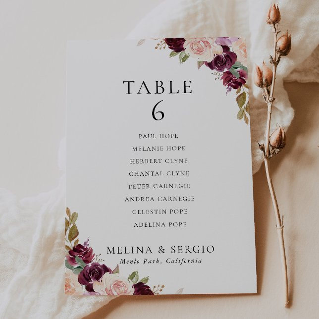 Multicolor Flowers Table 6 Seating Chart card (Creator Uploaded)