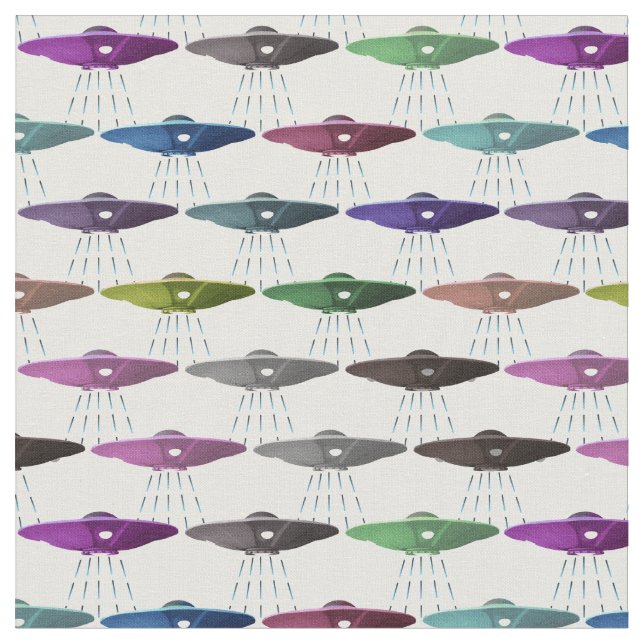 Multicolor Flying Saucers UFOs Fabric (Close Up)