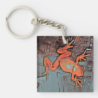 Multicolor Frog Keychain Orange Square
