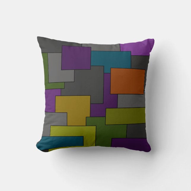 Multicolor Geometric Abstract Art Cushion (Front)
