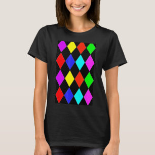 Multicolor Geometric Large Harlequin Pattern T-Shirt