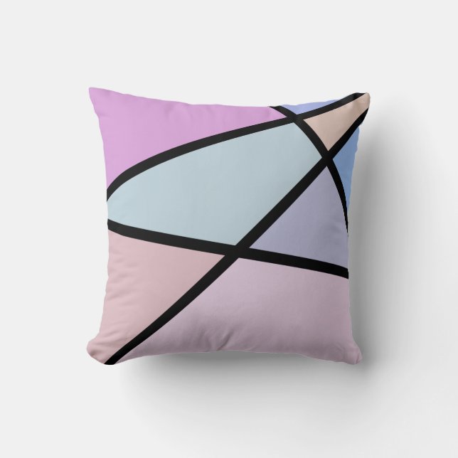 Multicolor Geometric Lines and Shapes Cushion (Front)