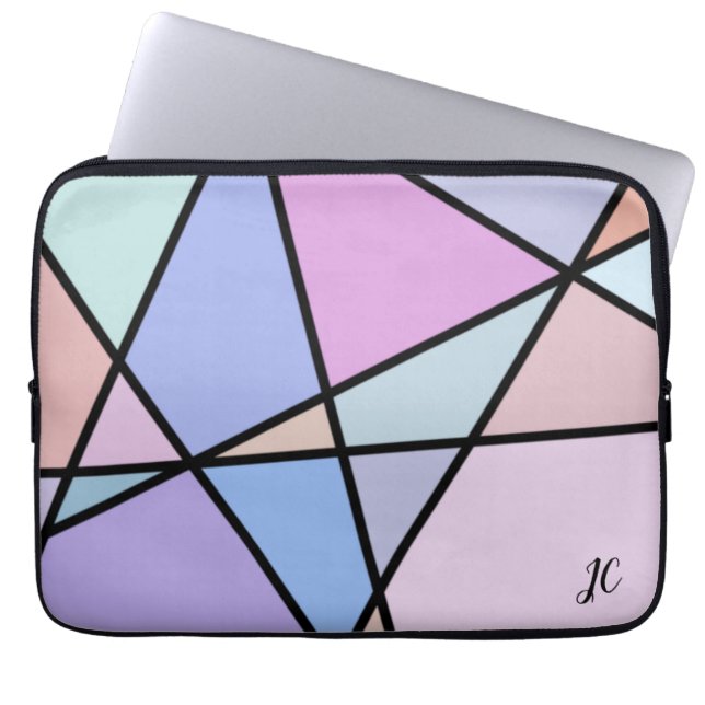 Multicolor Geometric Lines and Shapes Laptop Sleeve (Front)