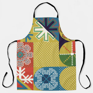 Multicolor Geometric: Local Snowflake Background Apron