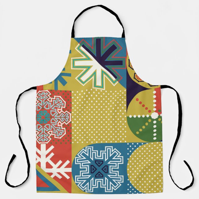Multicolor Geometric: Local Snowflake Background Apron (Front)