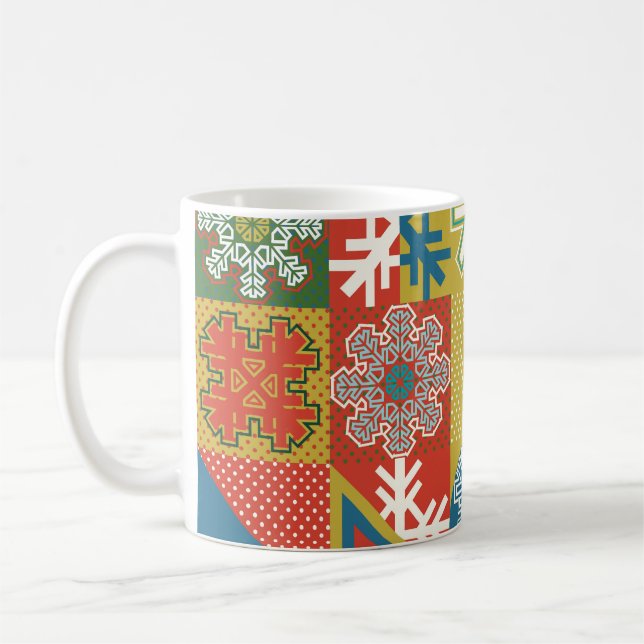 Multicolor Geometric: Local Snowflake Background Coffee Mug (Left)