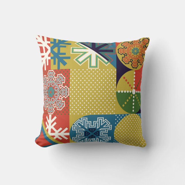 Multicolor Geometric: Local Snowflake Background Cushion (Front)