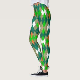 Multicolor geometric pattern rhombuses minimalism leggings